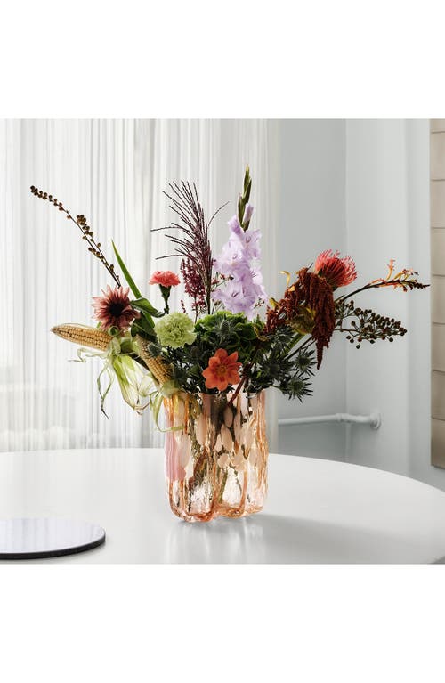 Kosta Boda 11'' Crackle Tall Crystal Glass Vase In Orange