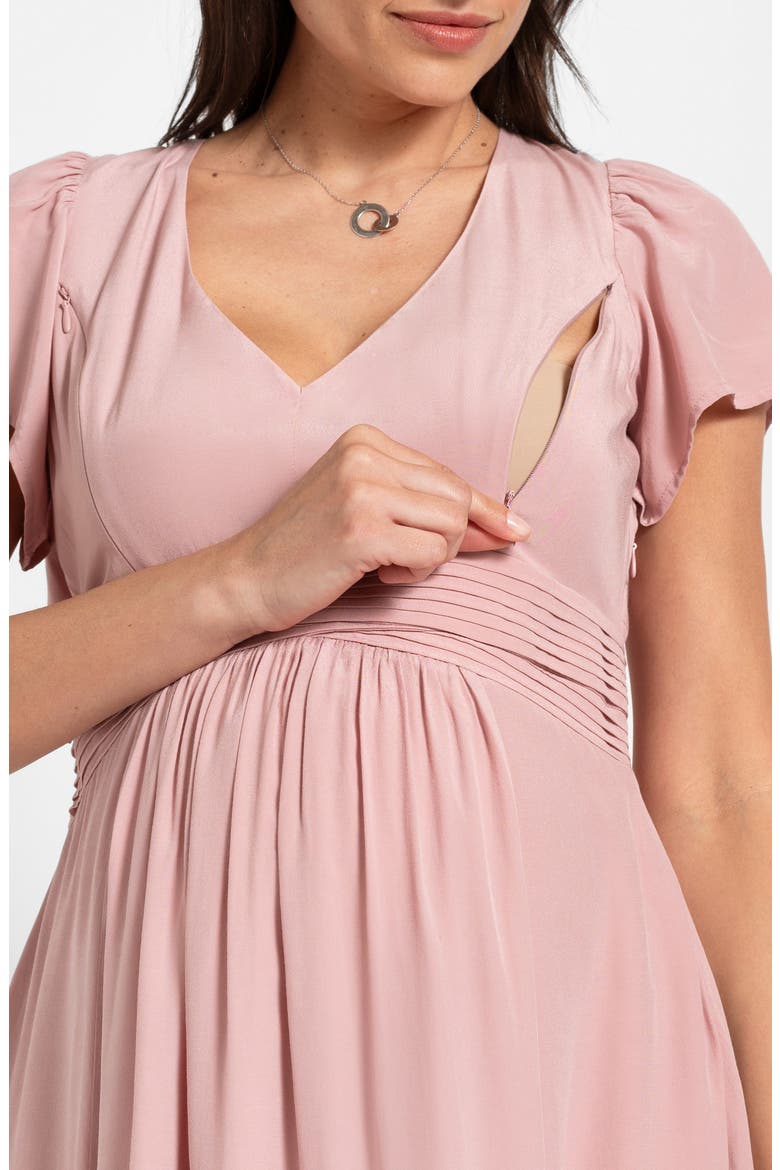 Flutter Sleeve Maternity/Nursing Dress, Alternate, color, BLUSH