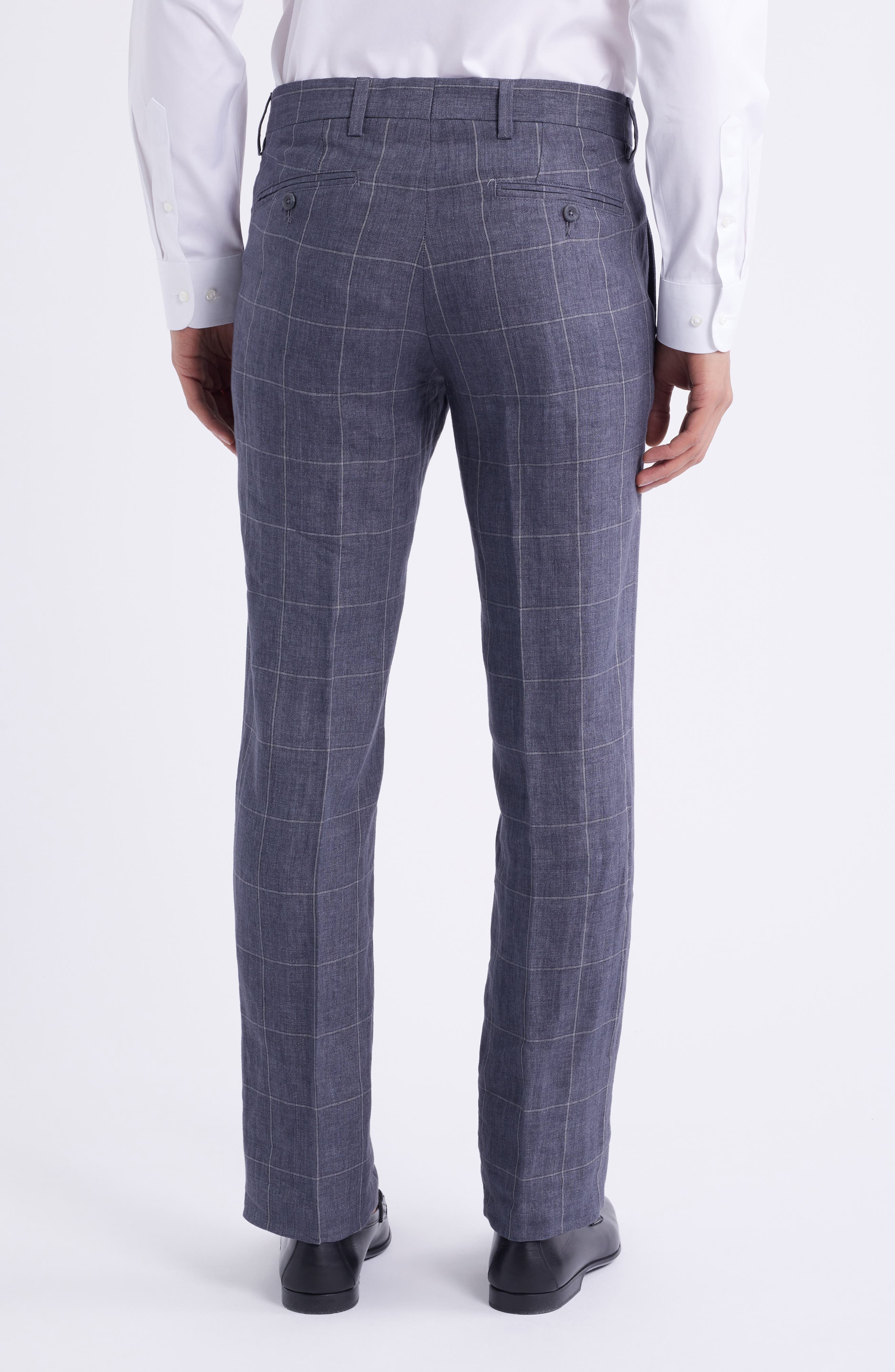 Windowpane Check Linen Pants - image 2