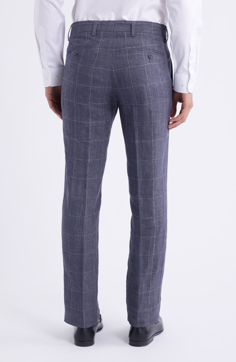 Berle Windowpane Check Linen Pants, Alternate, color, Coal