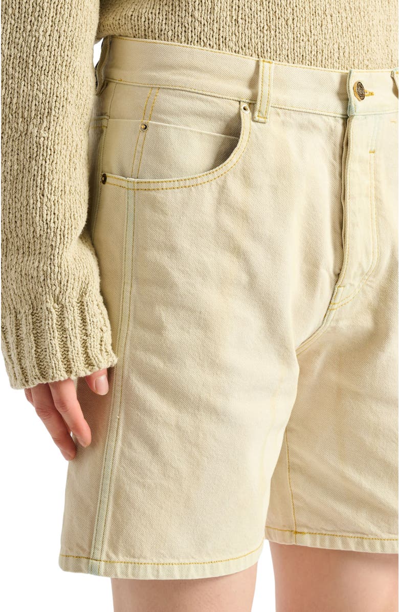 Balmain Faded denim Bermuda shorts, Alternate, color, Beige