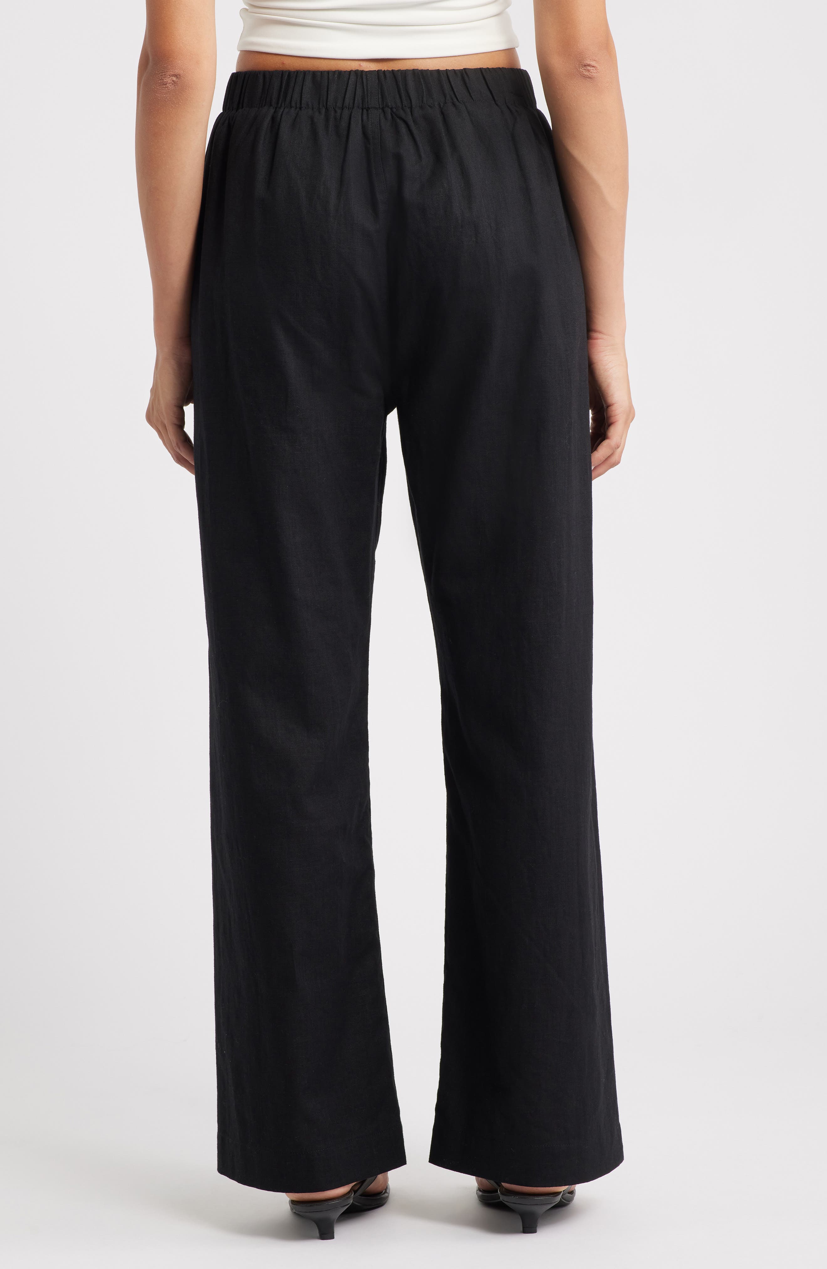 Pull-On Linen & Cotton Wide Leg Pants - image 2