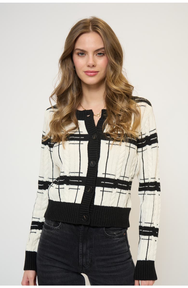 Central Park West Eden Specialty Stitch Cardigan, Main, color, Ivory Multi