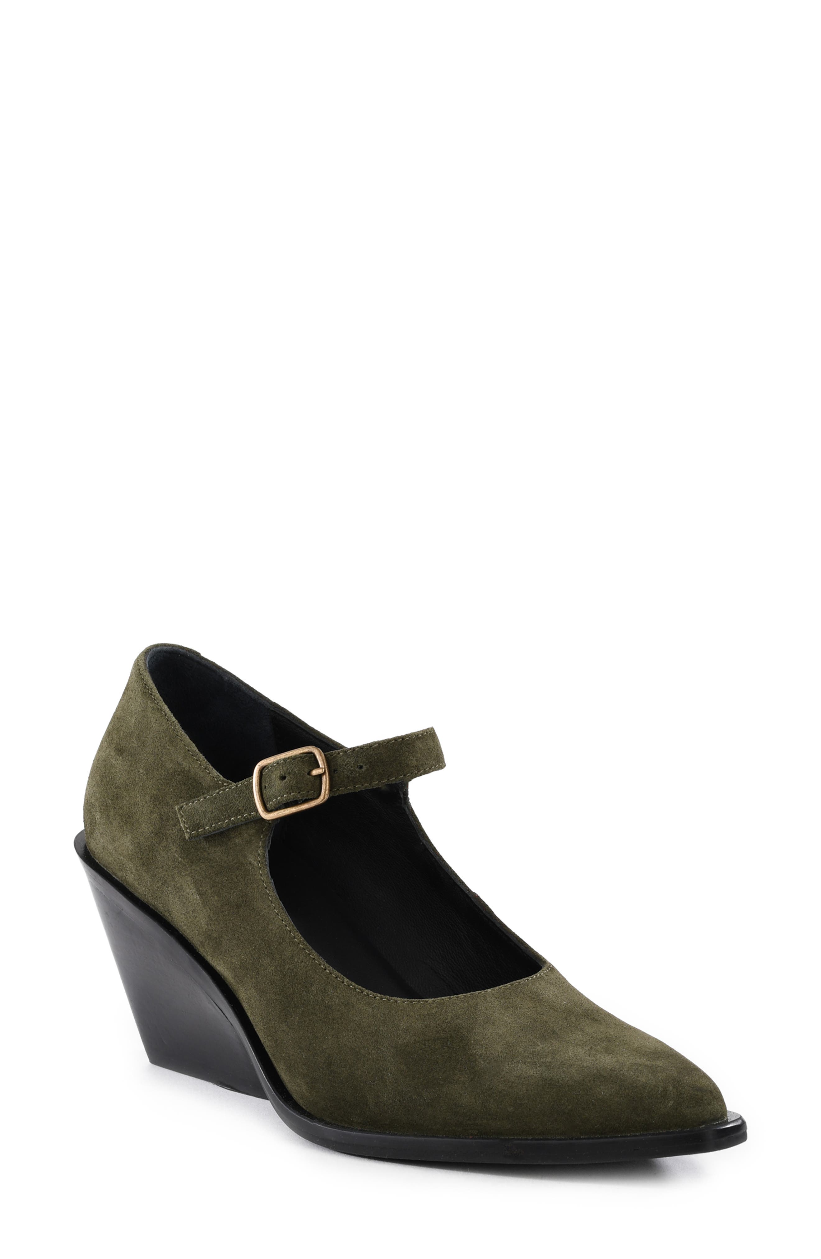 Seychelles Sparks Ankle Strap Wedge Pump, Main, color, Olive