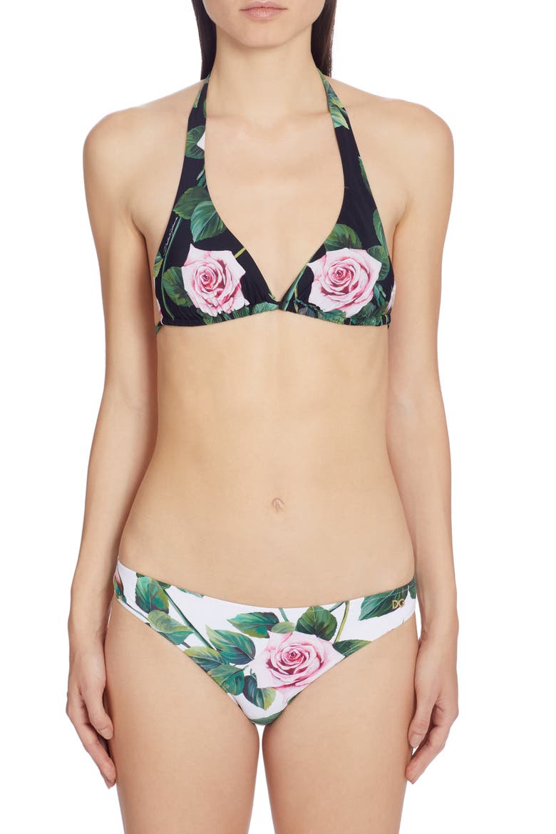 Rose Print Bikini Top, Main, color, HN96C BLACK