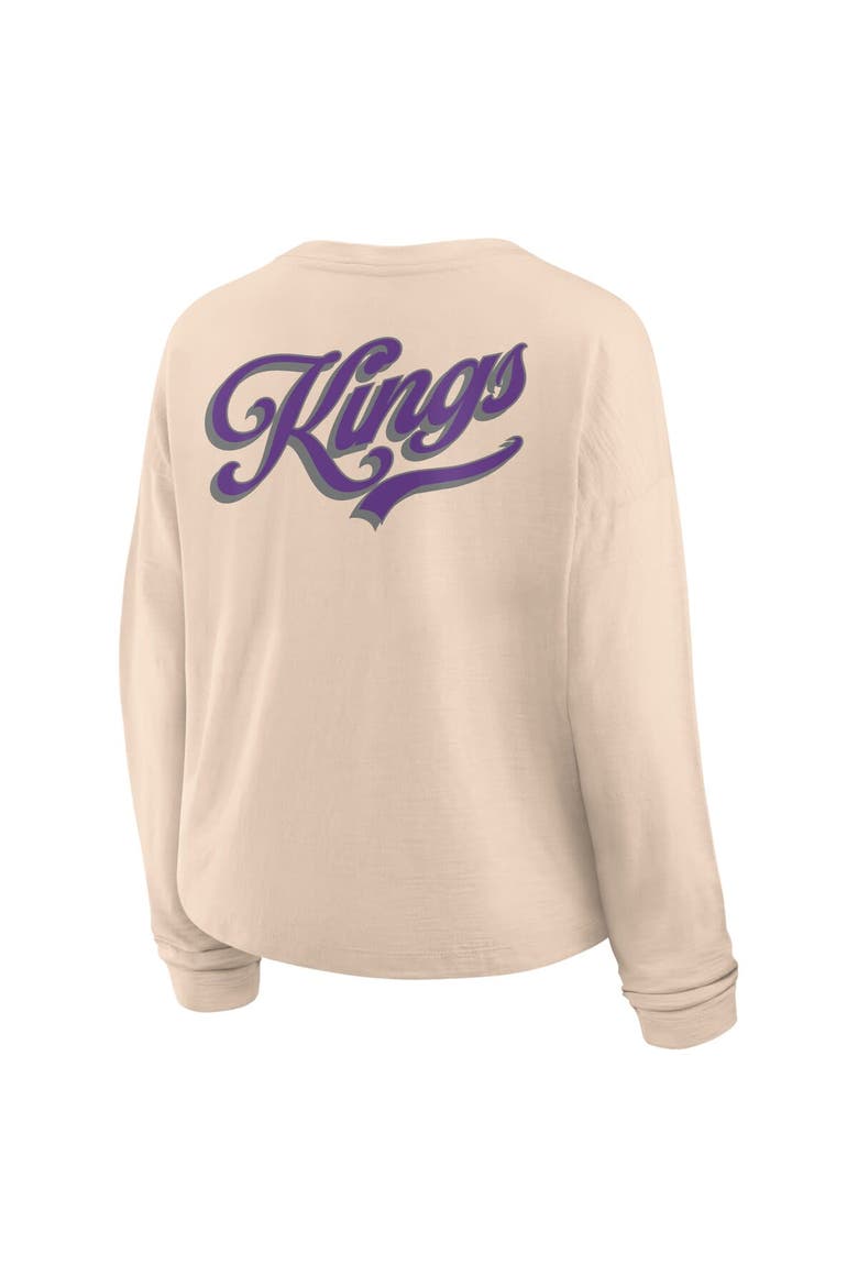 Women's Fanatics Natural Sacramento Kings Boxed Out Drop Fashion Long Sleeve T-Shirt, Alternate, color, Natural