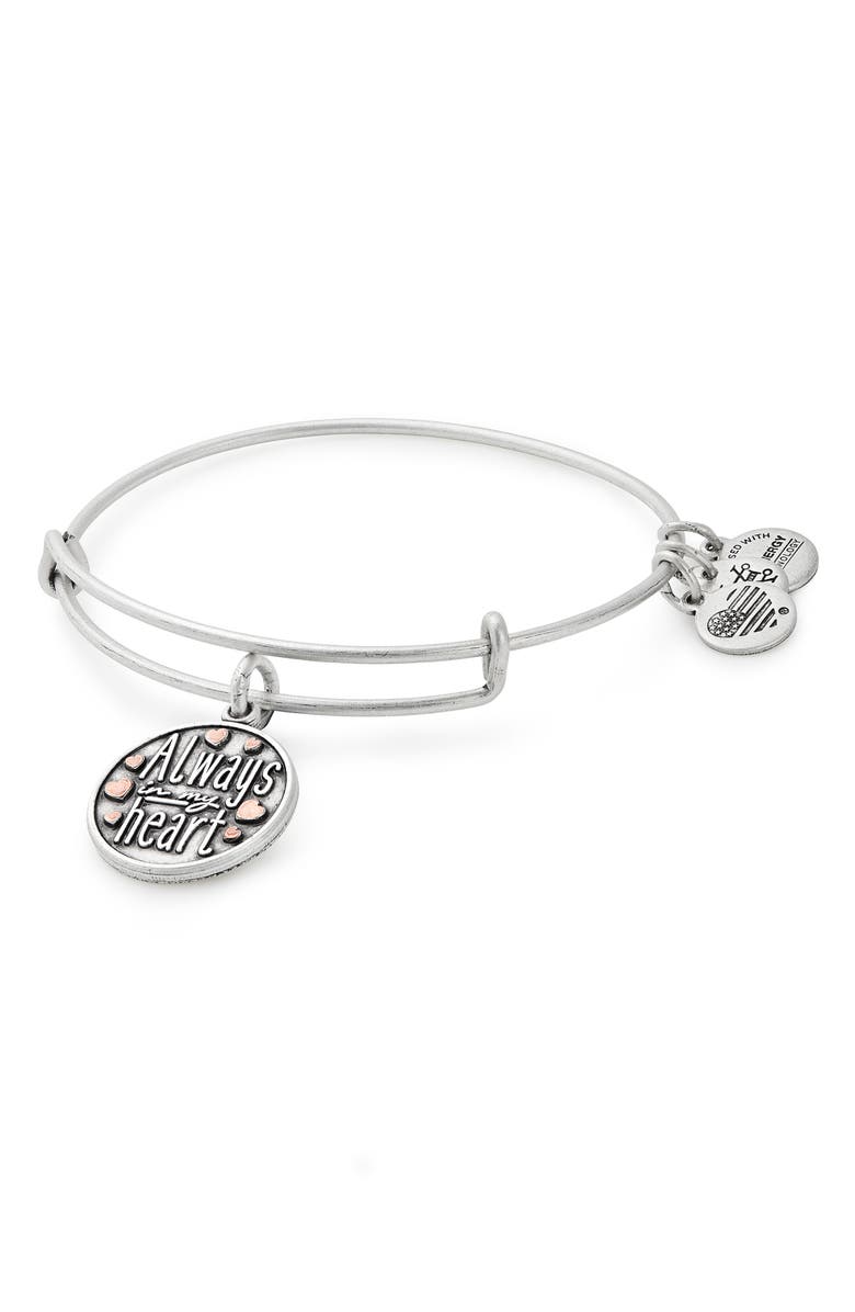 Alex and Ani Always in My Heart Adjustable Wire Bangle, Main, color, 