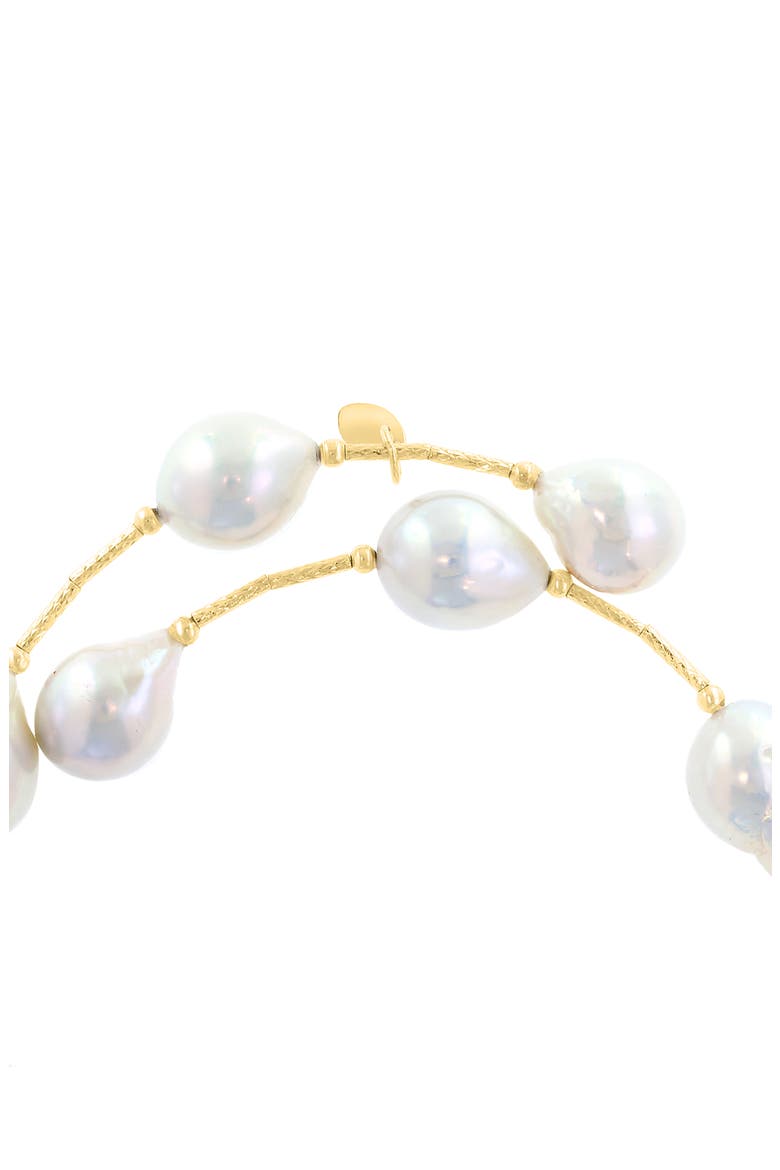14K Yellow Gold Freshwater Pearl Station Bracelet, Alternate, color, WHITE