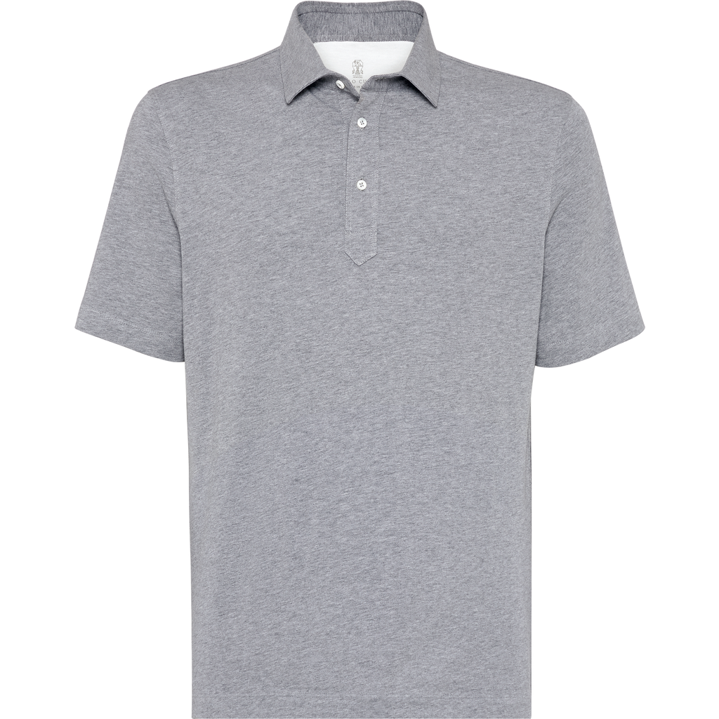 Brunello Cucinelli Cotton-jersey Polo Shirt In Gray