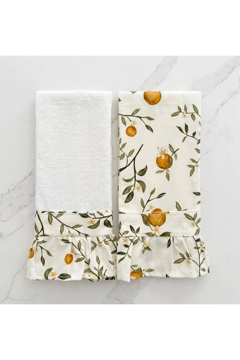Valencia Ruffled Kitchen Towels - Set of 2, Alternate, color, White