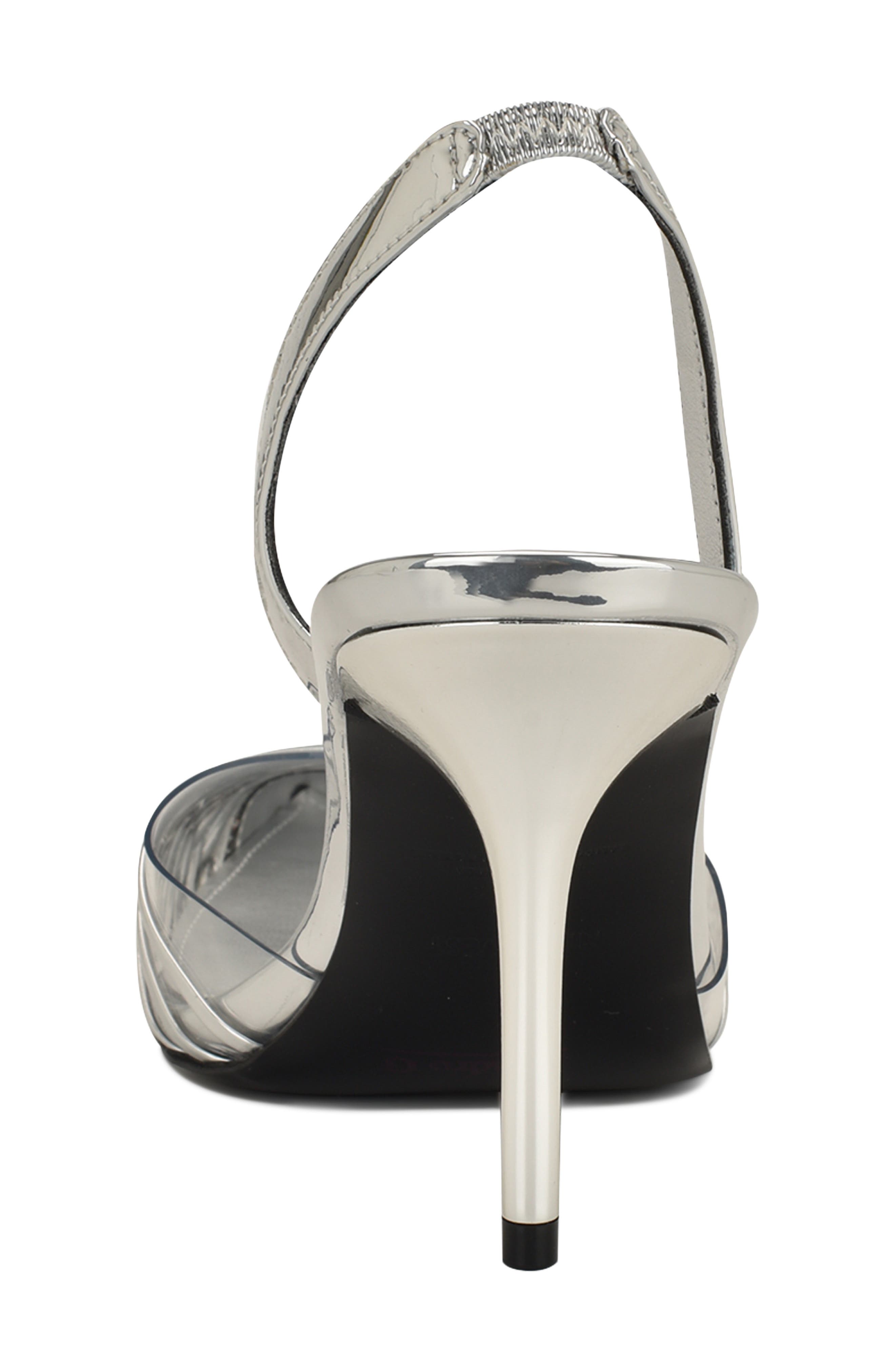 Nine West Pemma Slingback Pointed Cap Toe Pump, Alternate, color, Silver