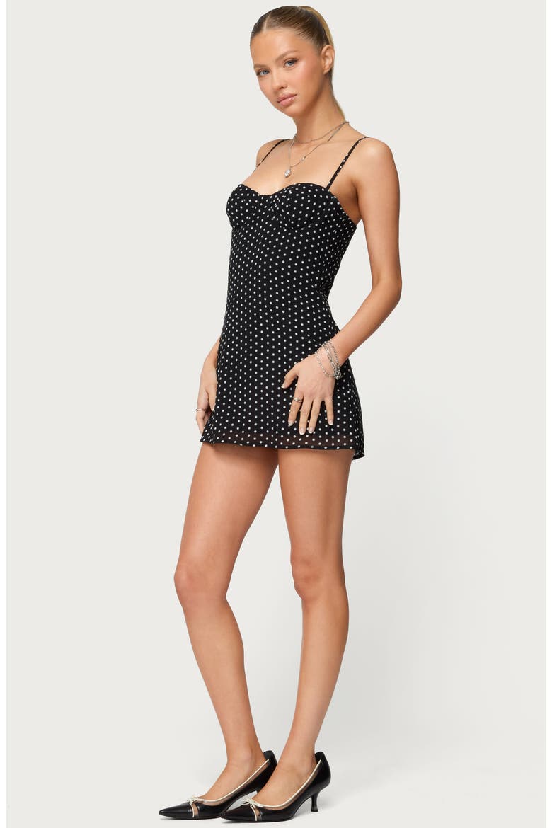 Polka Dot Chiffon Minidress, Alternate, color, BLACK
