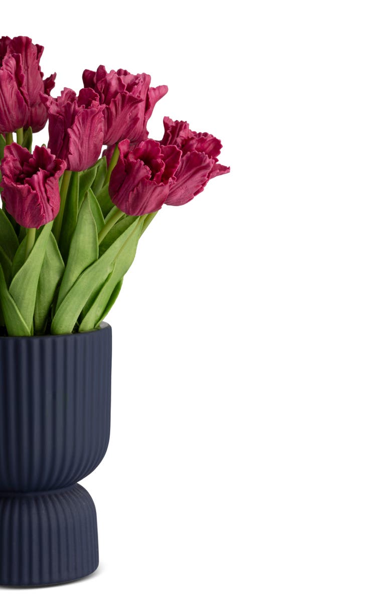 CocoBella Marigold RealTouch Tulip Pedestal Arrangement, Alternate, color, Fuschia