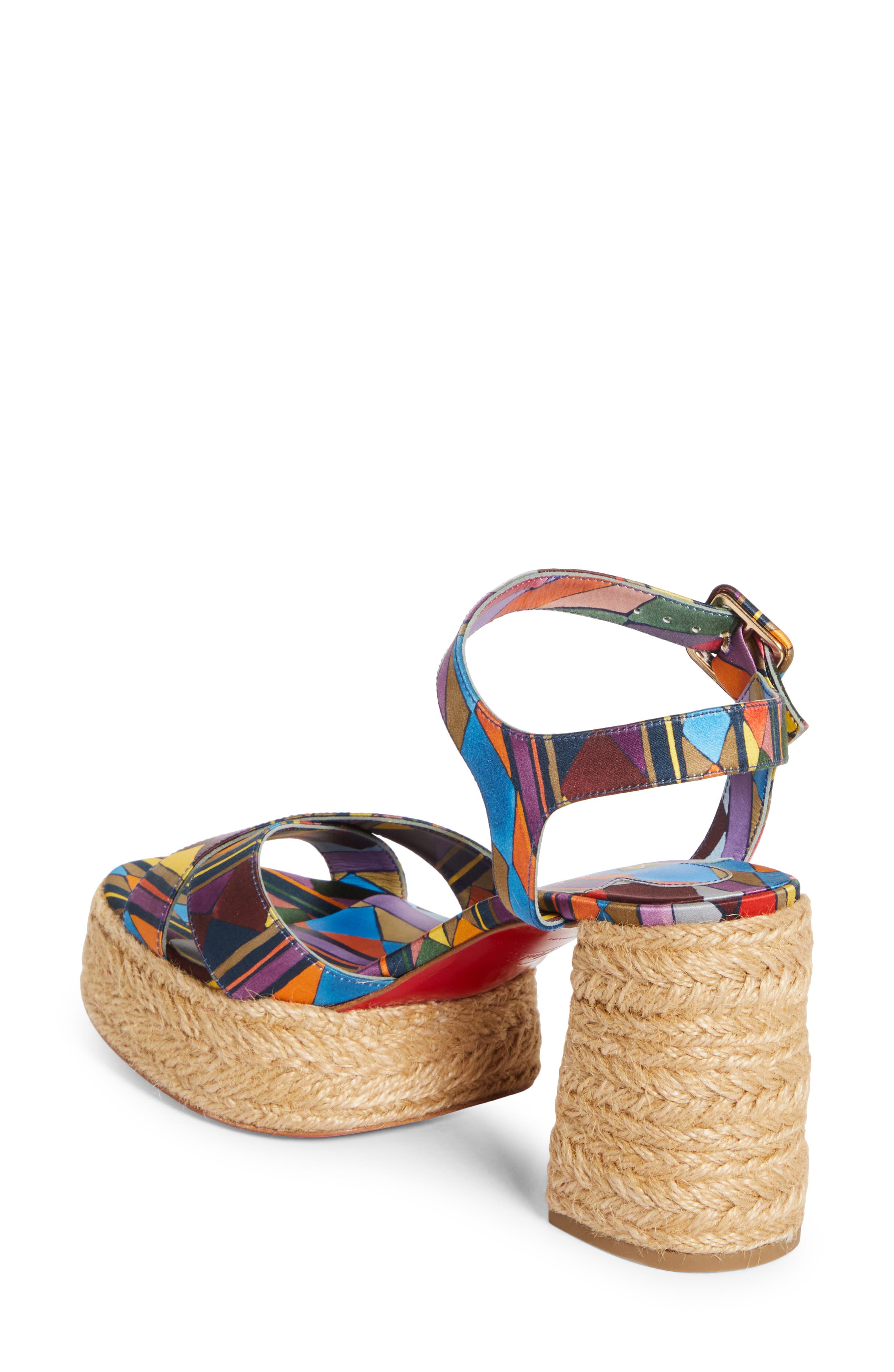 Christian Louboutin Calakala Espadrille Platform Sandal, Alternate, color, Orange Multi
