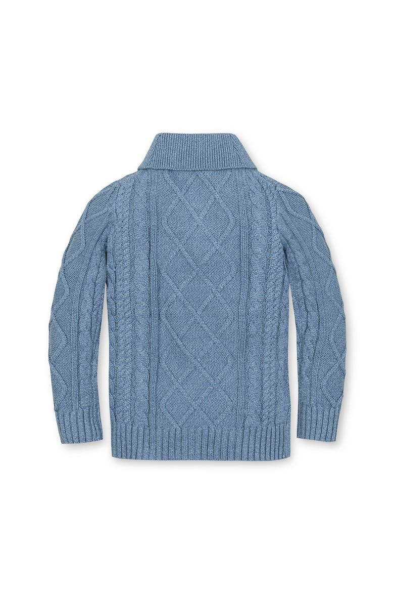 Kids' Organic Long Sleeve Shawl Collar Cable Sweater, Alternate, color, Medium Blue Marl
