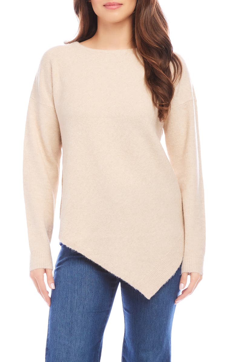 Karen Kane Asymmetric Hem Sweater, Main, color, Sand