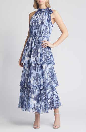 Tiered Tie Neck Maxi Dress