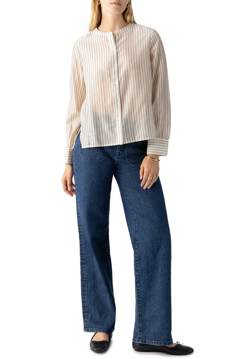 Sanctuary Band Collar Button-Up Shirt, Alternate, color, 