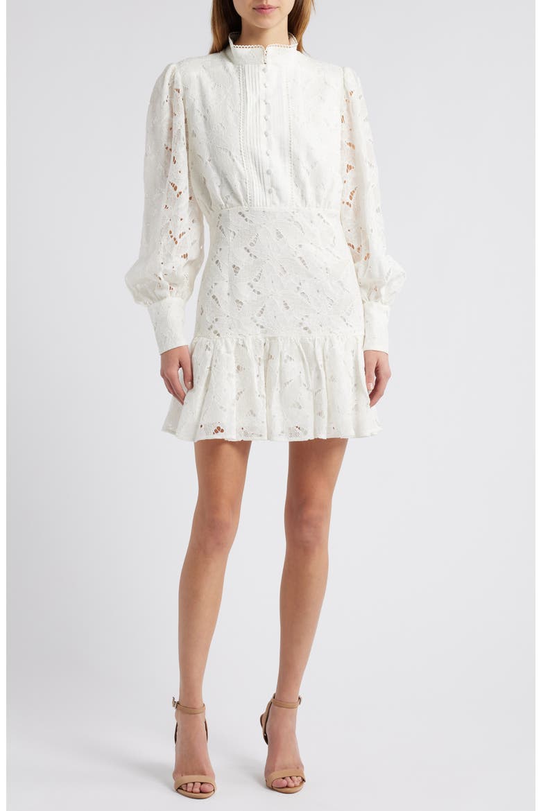white and floral dress Listicle Women's Flower Fields Tiered Midi in Patent Leather Flat Heel DESIGNER_GUCCI Invisible back zipper COLOR:Dark Olive