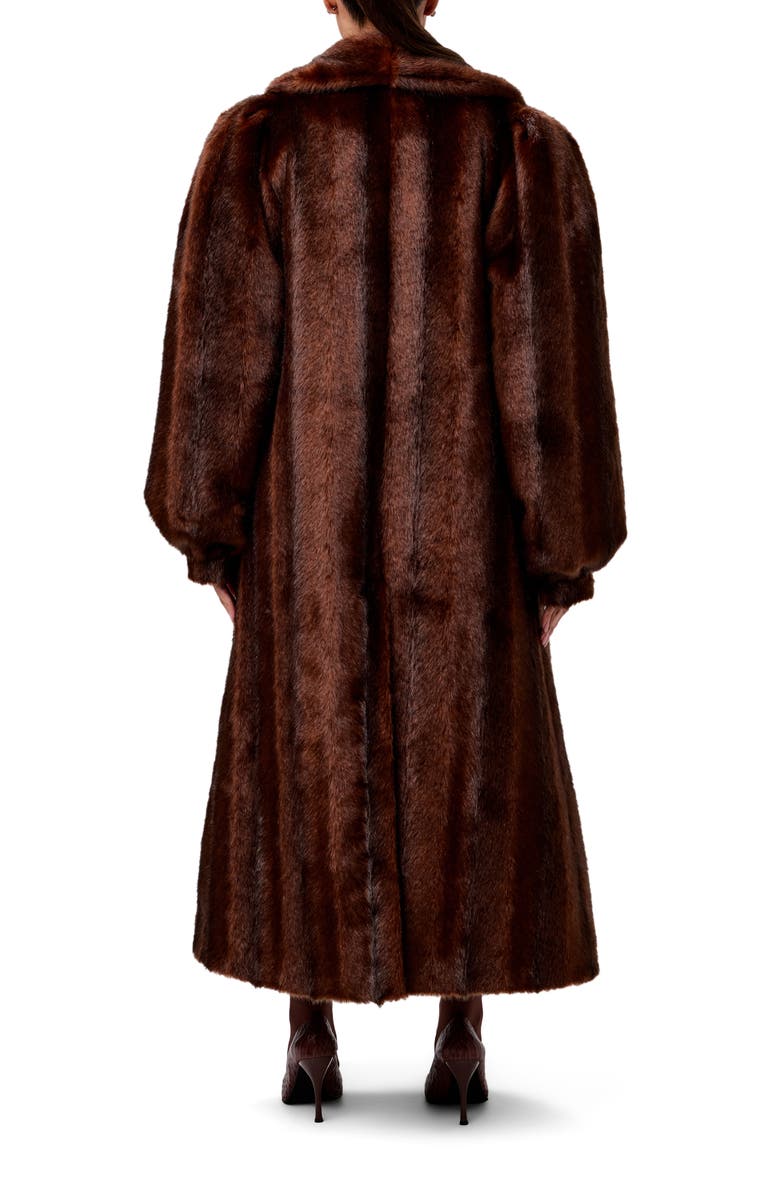 Naked Wardrobe Longline Faux Fur Coat, Alternate, color, Chocolate
