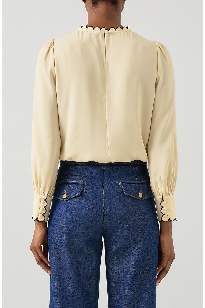 Jemima Scalloped Long Sleeve Top, Alternate, color, MULTI CREAM