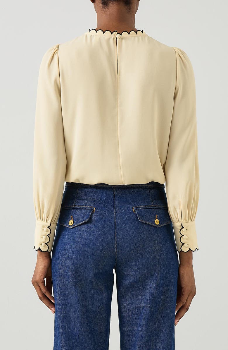 LK Bennett Jemima Scalloped Long Sleeve Top, Alternate, color, 
