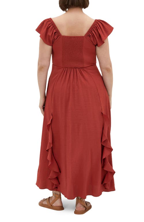 City Chic Frill Ruffle Maxi Dress In Brown