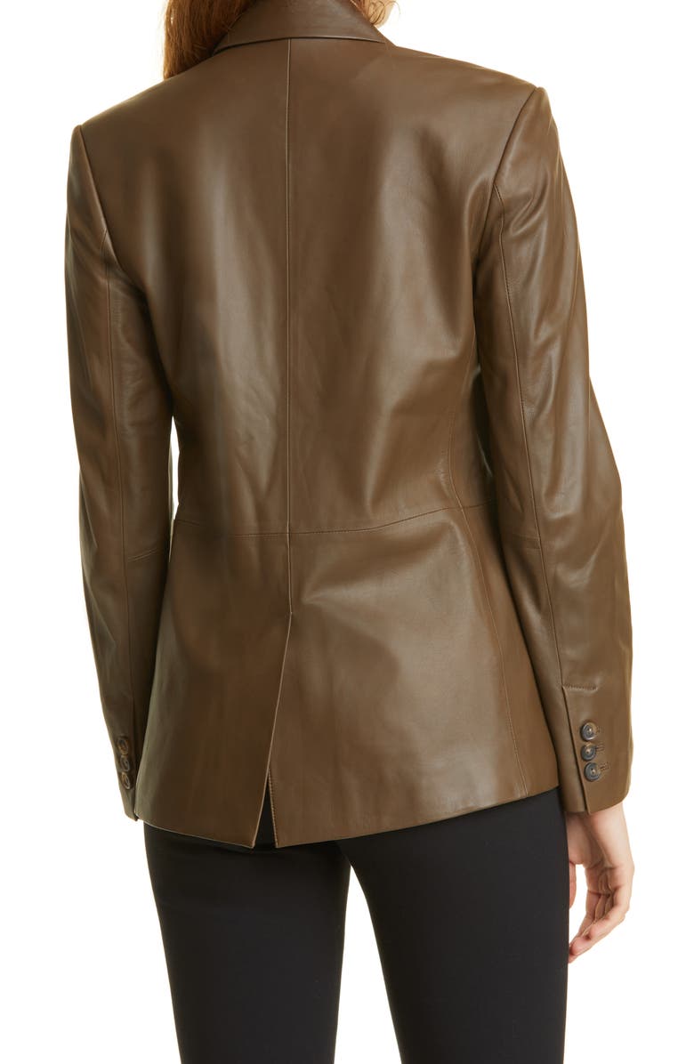 Vince Double Breasted Leather Blazer, Alternate, color, 