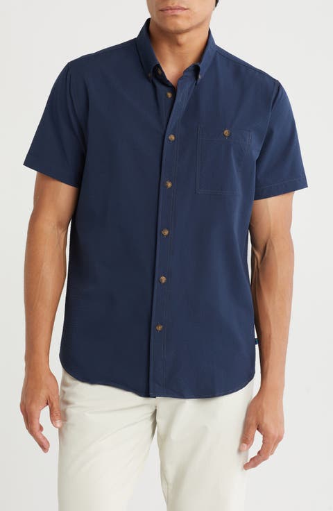 Seersucker Short Sleeve Button-Down Shirt