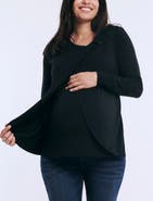 MOTHERHOOD MATERNITY Crewneck Long Sleeve Draped Nursing Tee