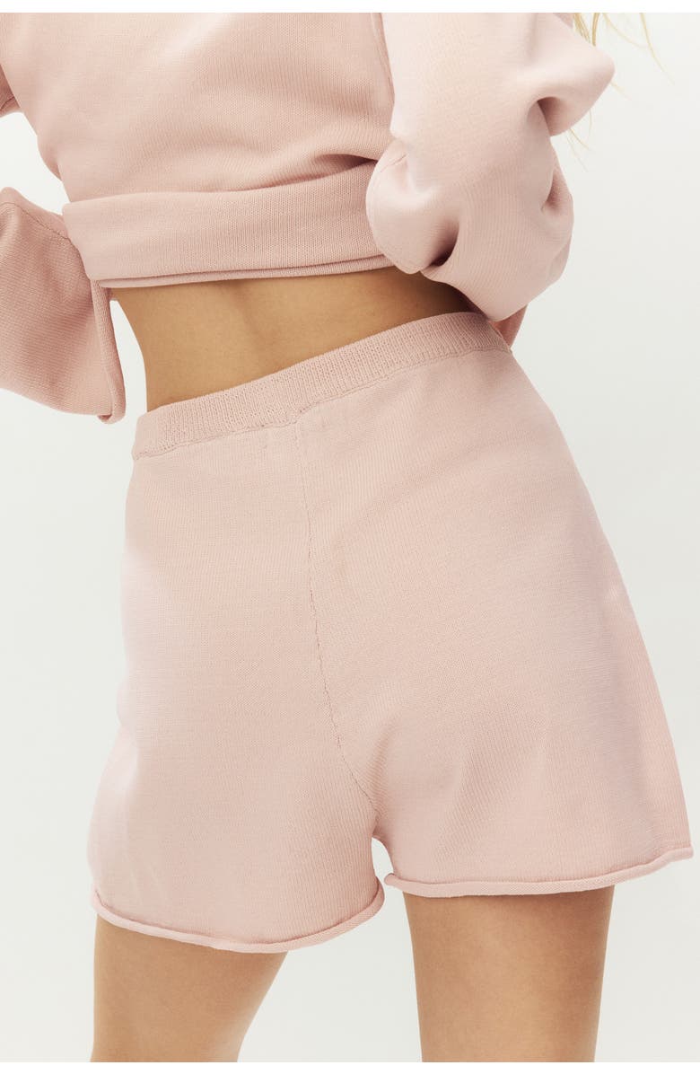 H&M Roll-edge Knitted Shorts, Alternate, color, Powder Pink