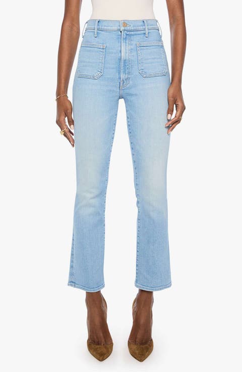 The Hustler Patch Pocket High Waist Flood Ankle Bootcut Jeans (Your Turn)