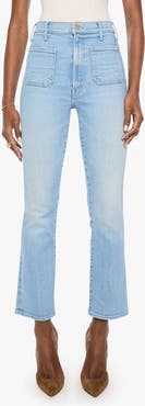 MOTHER The Hustler Patch Pocket High Waist Flood Ankle Bootcut Jeans