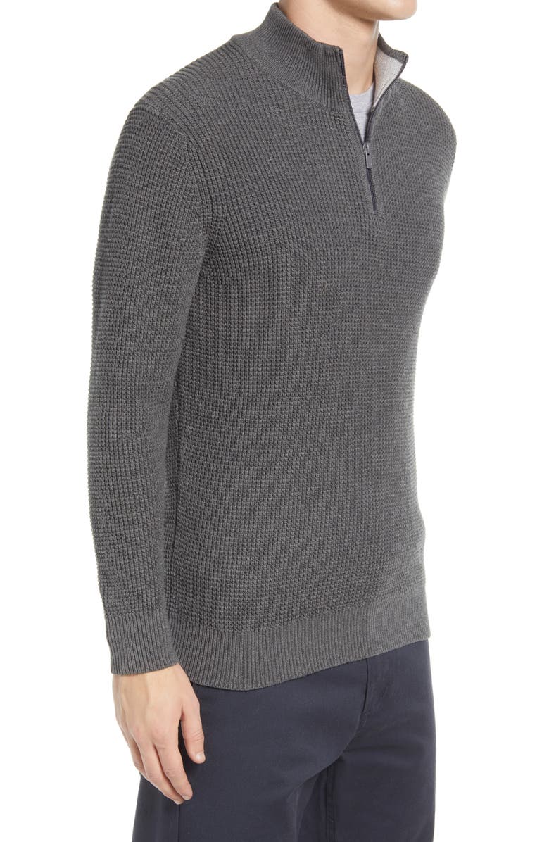 The Normal Brand Waffle Knit Quarter Zip Pullover, Alternate, color,