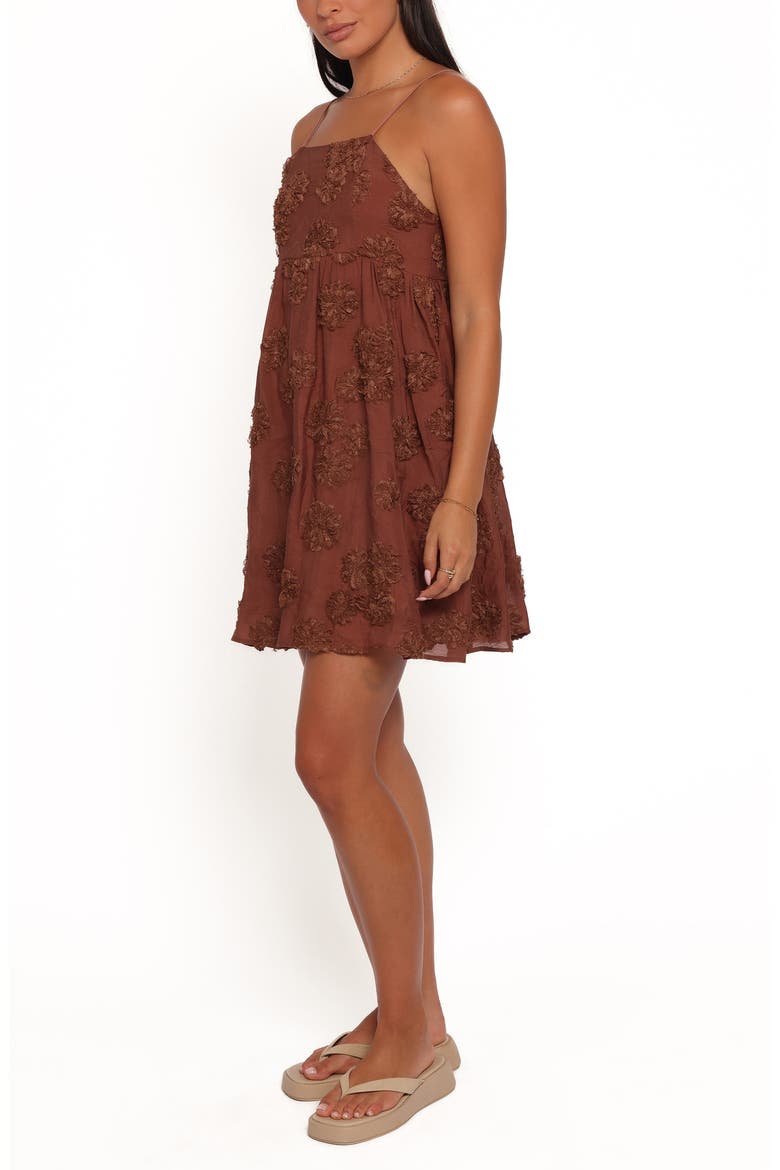 Giana Embroidered Minidress, Alternate, color, BROWN