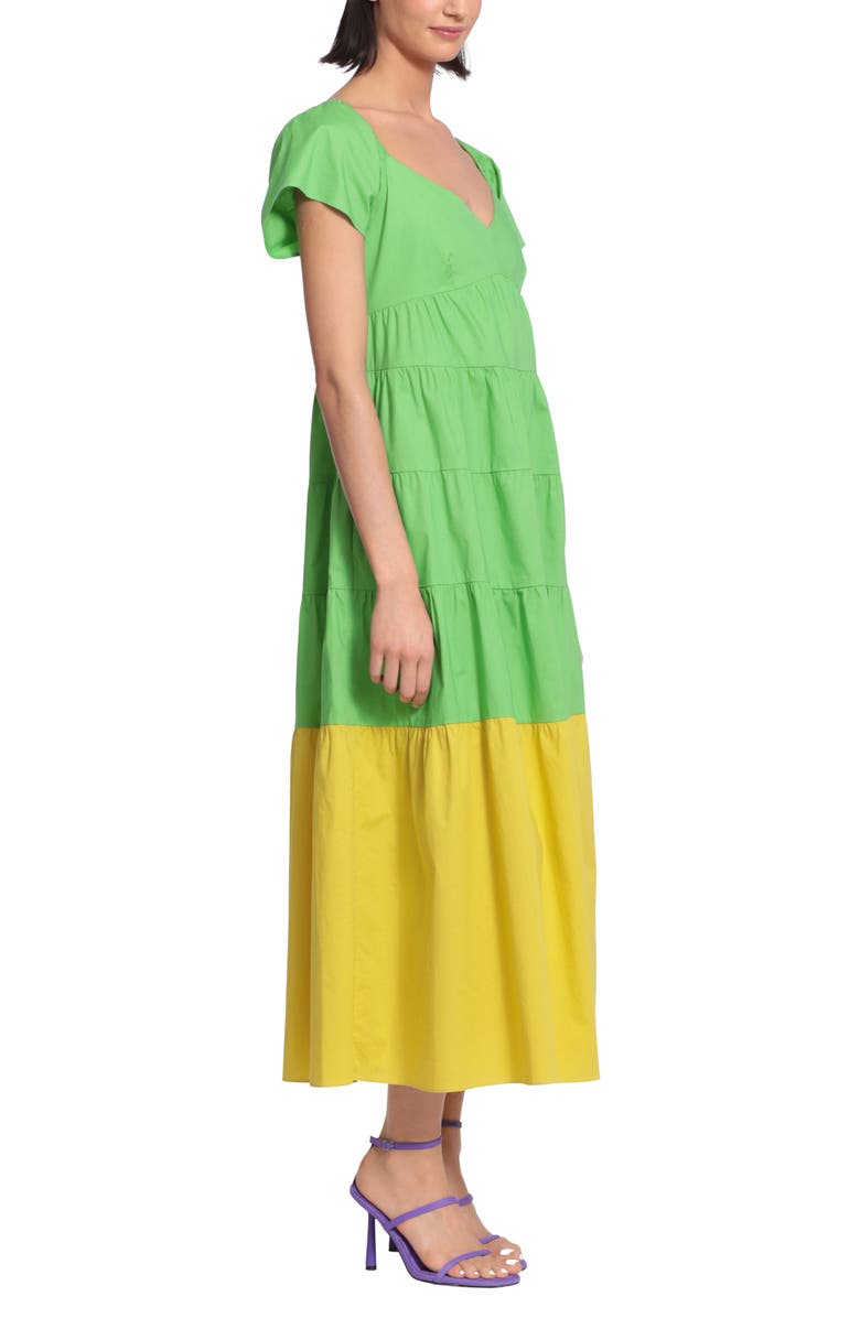 DONNA MORGAN FOR MAGGY Colorblock Short Sleeve Stretch Cotton Maxi Dress, Alternate, color,