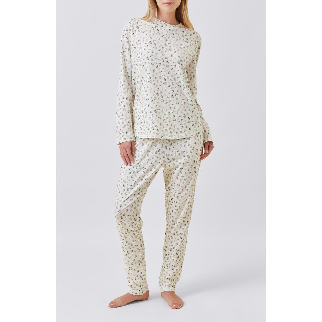 Papinelle Rosebud Organic Cotton Knit Long Sleeve Tee And Jogger In Neutral