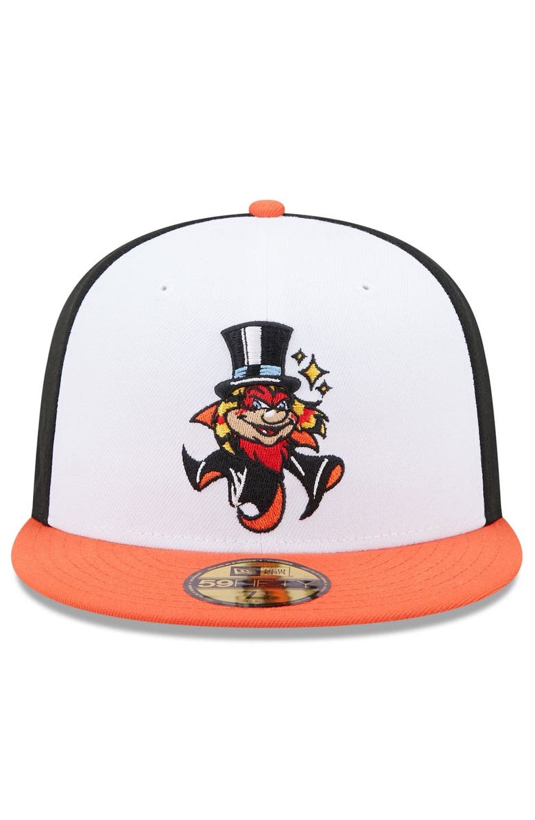 New Era Men's New Era White/Orange Inland Empire 66ers Marvel x Minor League 59FIFTY Fitted Hat, Alternate, color,