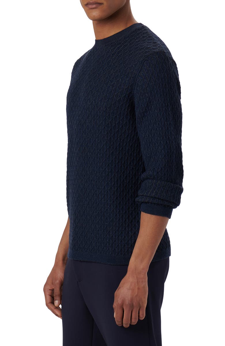 Bugatchi Merino Wool Diamond Stitch Sweater, Alternate, color, Navy