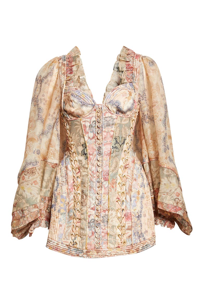 Rebellion Corded Long Sleeve Minidress, Alternate, color, SPLICED FLORAL