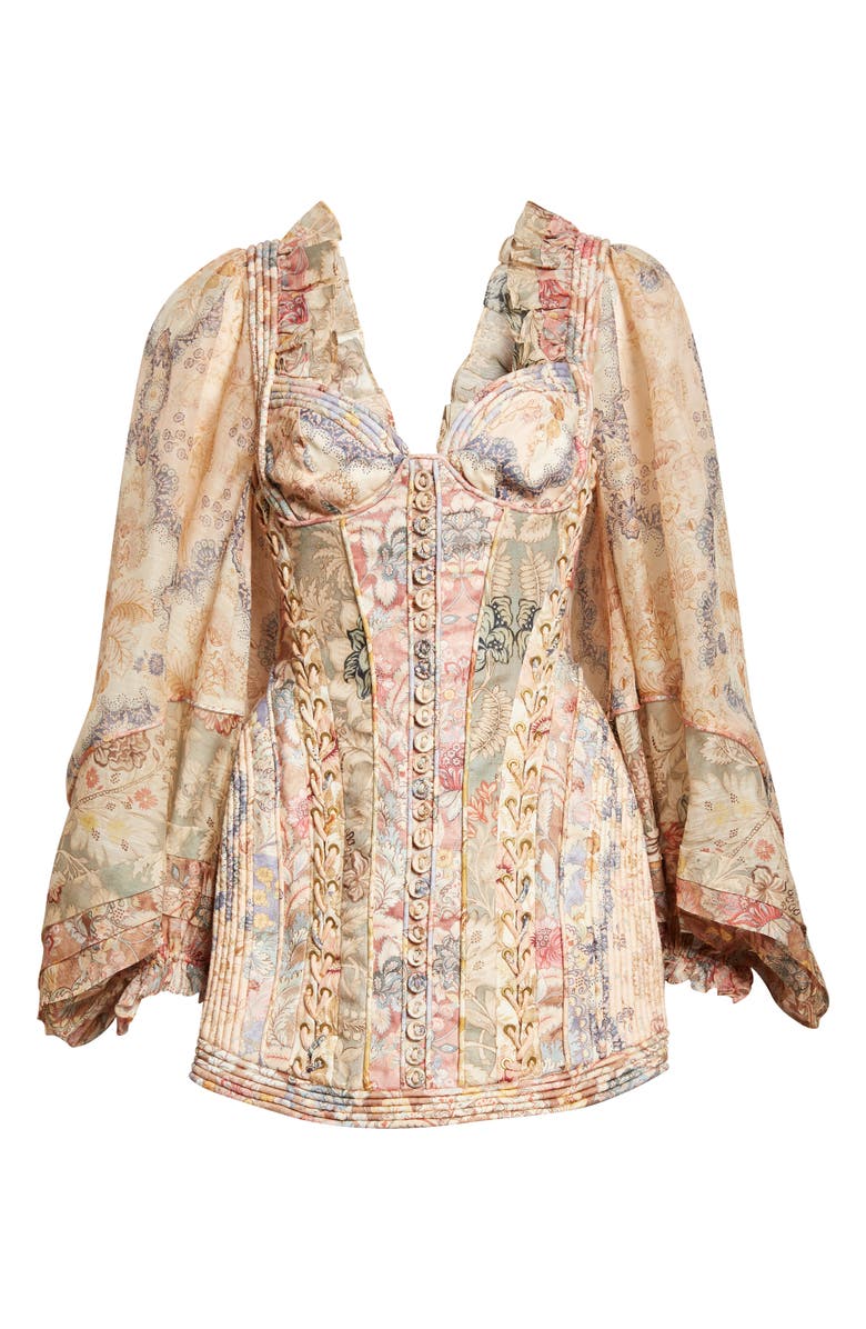 Zimmermann Rebellion Corded Long Sleeve Minidress, Main, color, Spliced Floral