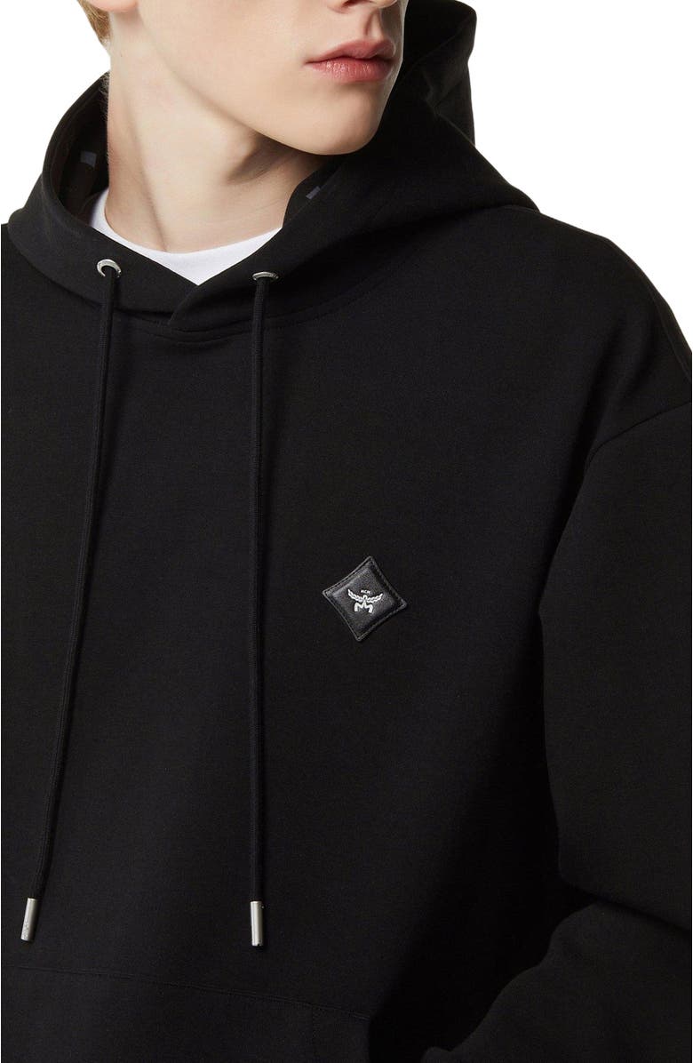 MCM Essential Logo Patch Ponte Hoodie, Alternate, color, Black