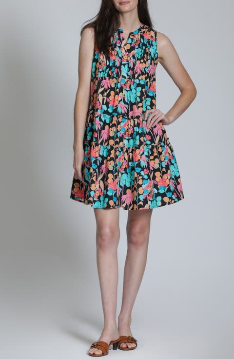 Pintuck Sleeveless Cotton Dress