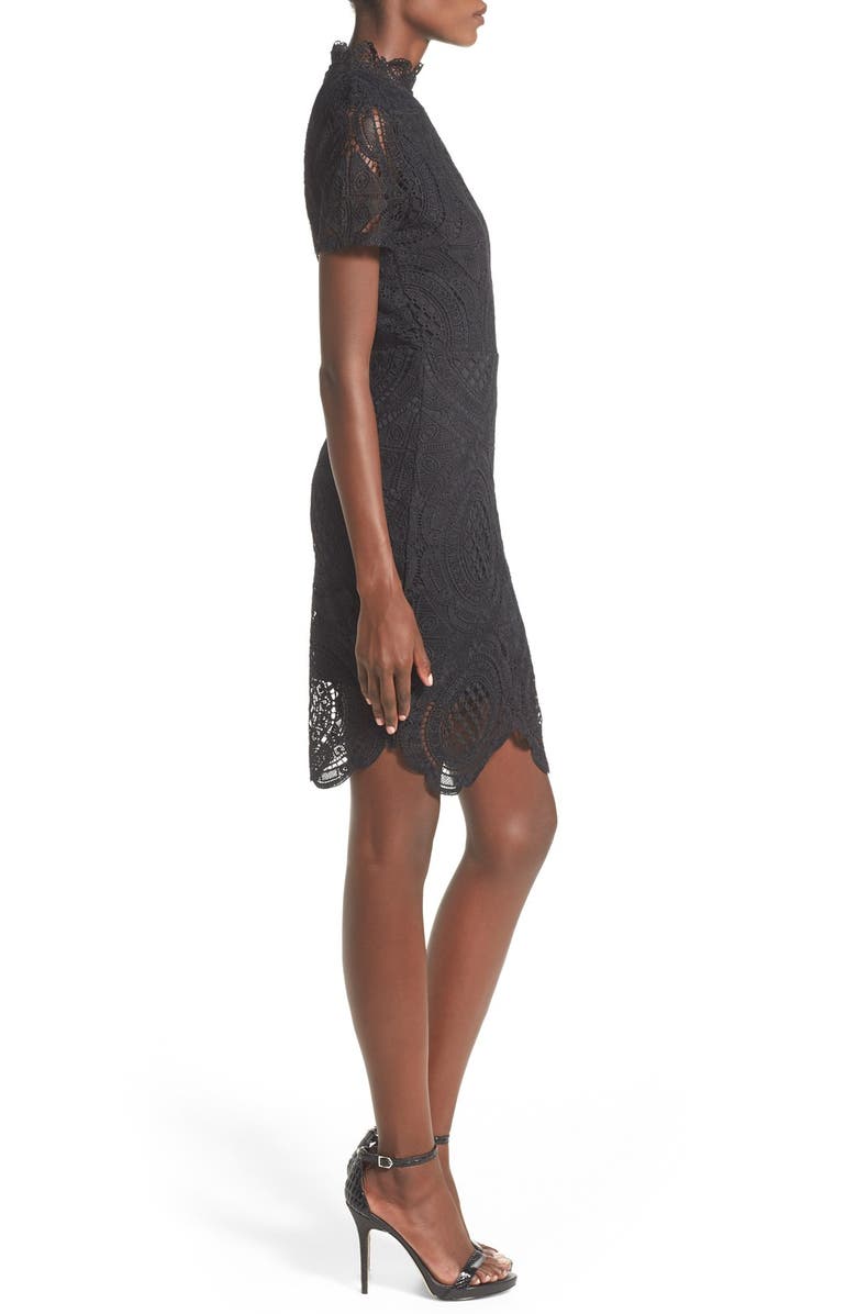 Missguided Crochet Mock Neck Sheath Dress, Alternate, color, 