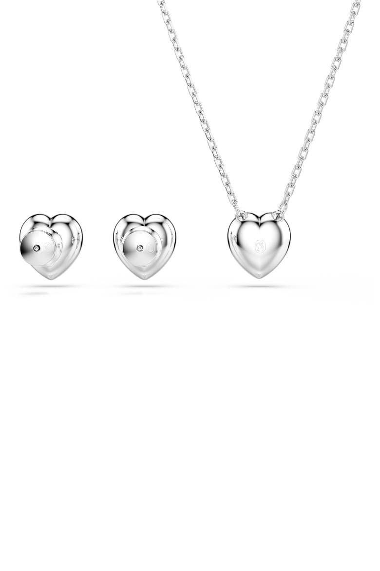 x Ariana Grande Angelic Crystal Heart Halo Stud Earrings & Necklace Set, Alternate, color, WHITE/ SILVER