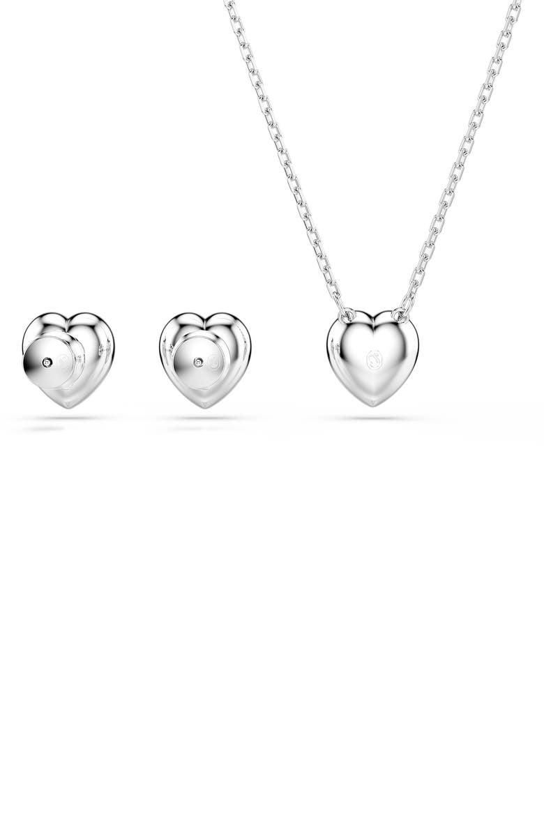 Swarovski x Ariana Grande Angelic Crystal Heart Halo Stud Earrings & Necklace Set, Alternate, color, White/ Silver