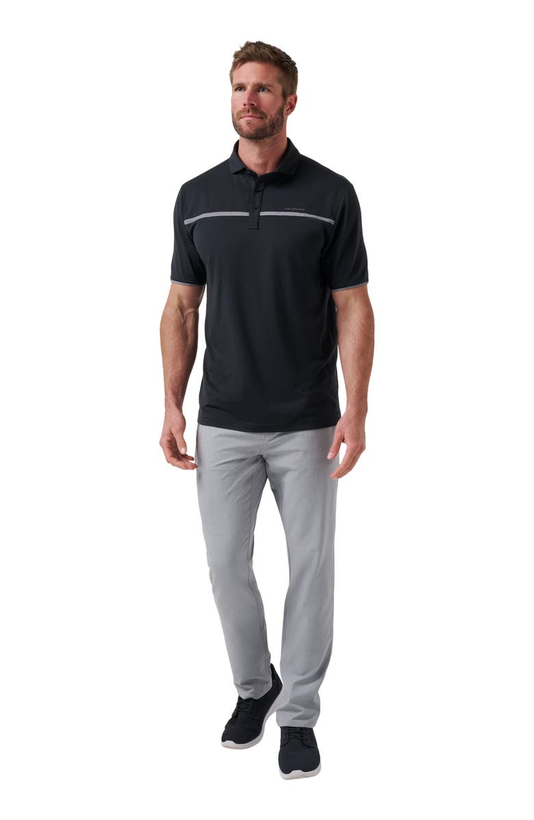 TravisMathew Flight Plan Chest Stripe Polo, Alternate, color, Black