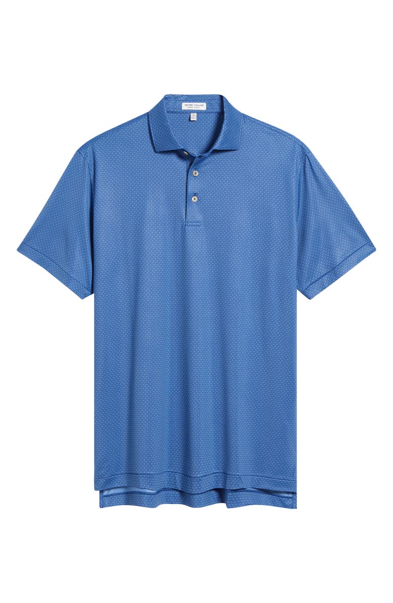 Peter Millar Axle Geometric Print Performance Jersey UPF50+ Polo, Alternate, color, Sport Navy