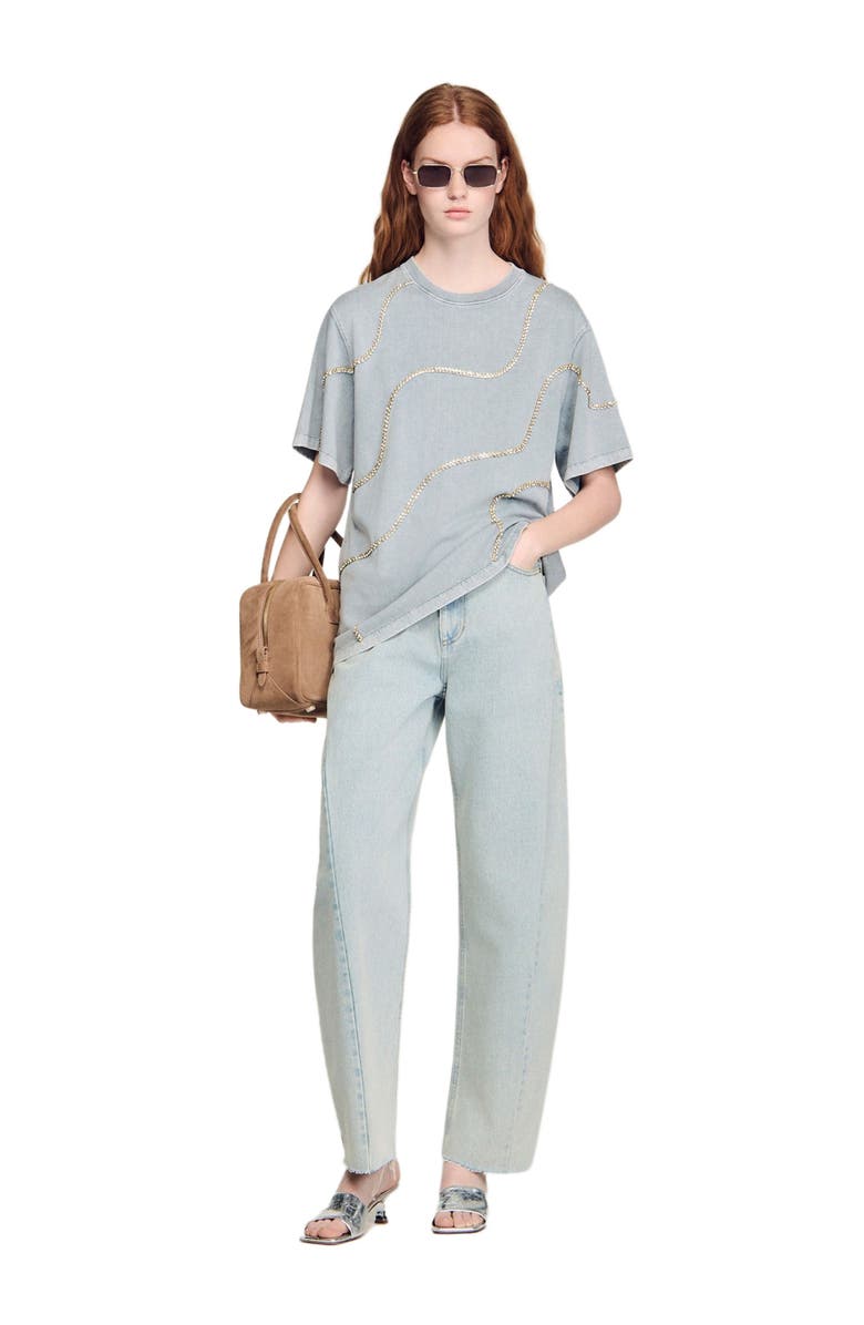 SANDRO Rhinestone T-shirt, Alternate, color, Grey