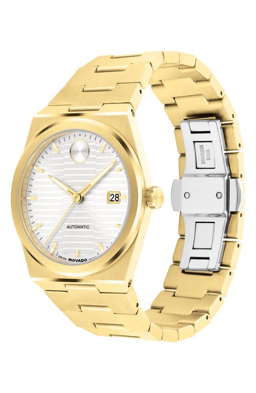 Movado Men's Bold Quest Swiss Automatic Ionic Plated Light Gold Steel Watch, 39mm In White